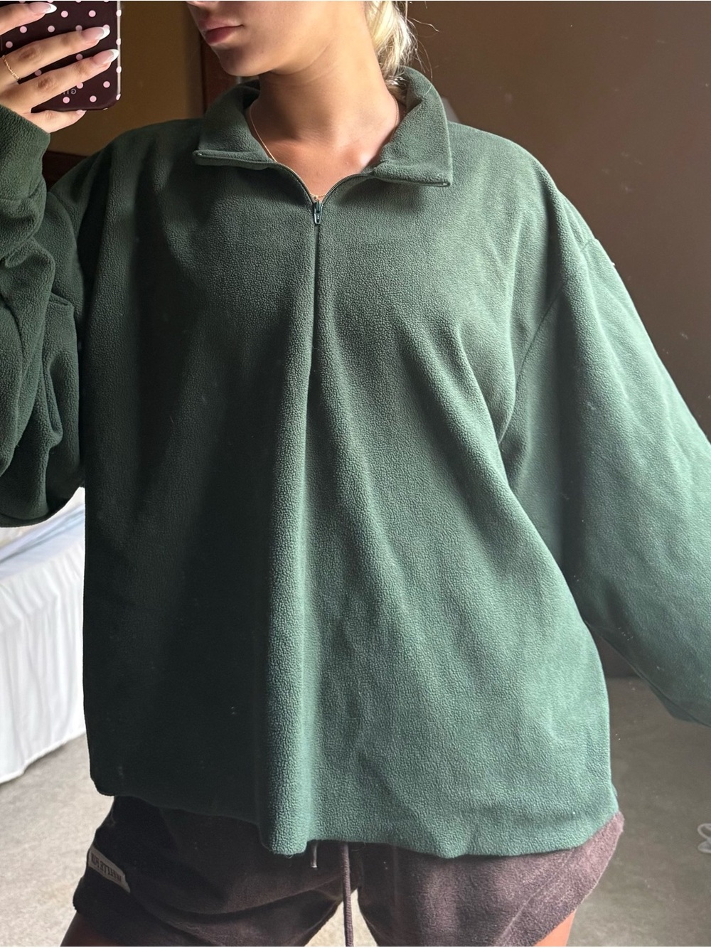 Woman’s Forest Green Quarter-Zip Fleece Pullover